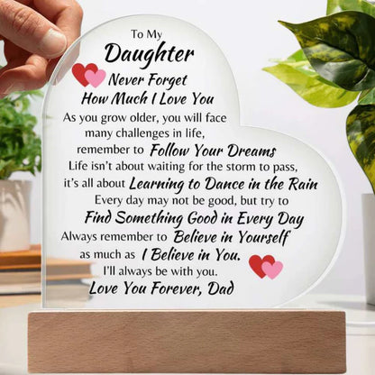 Love You Forever Daughter Heart Acrylic From Dad (gift for Daughter)