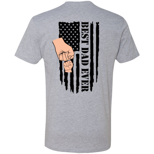 Dad Raised Fist Bump T-Shirt Black and White Flag