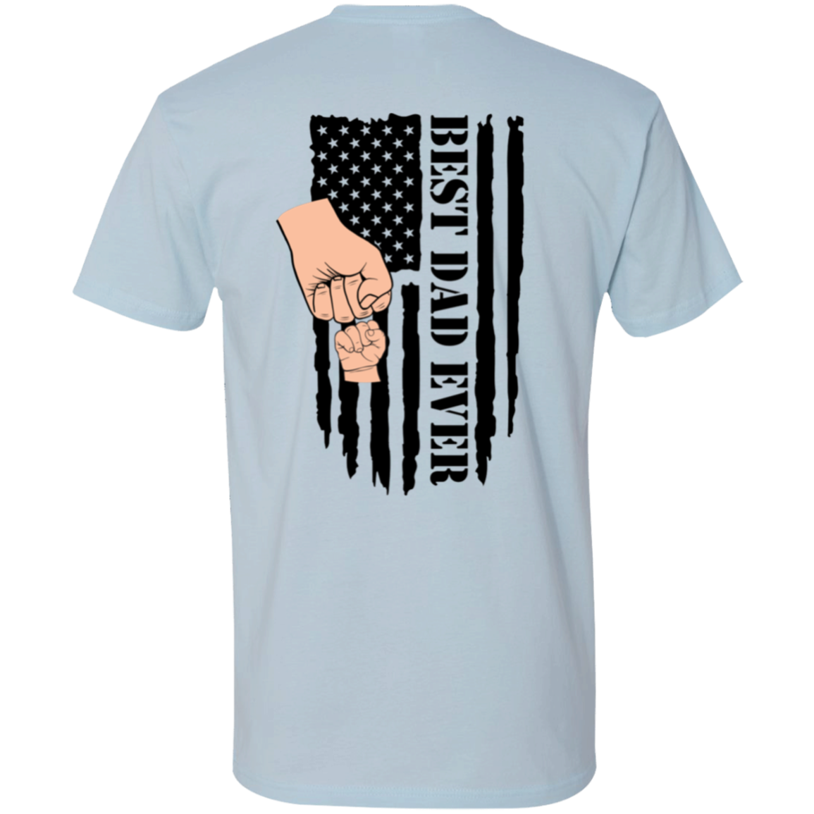 Dad Raised Fist Bump T-Shirt Black and White Flag