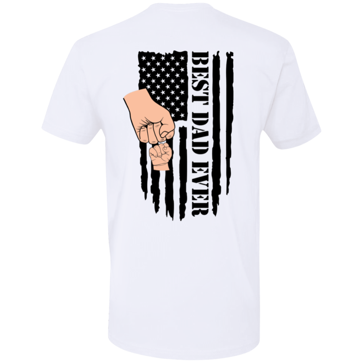 Dad Raised Fist Bump T-Shirt Black and White Flag