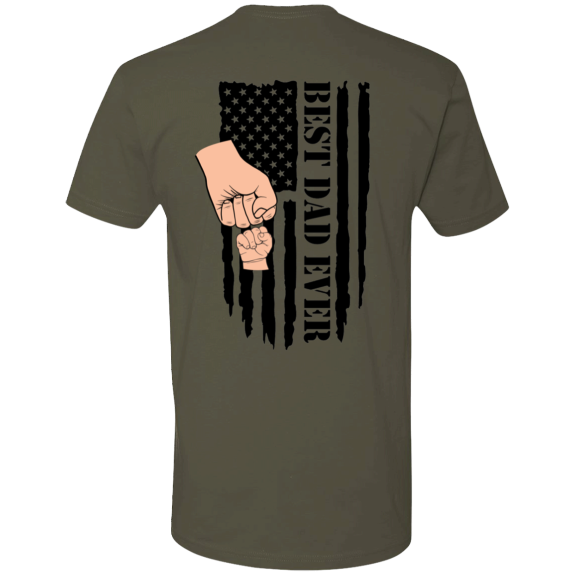 Dad Raised Fist Bump T-Shirt Black and White Flag