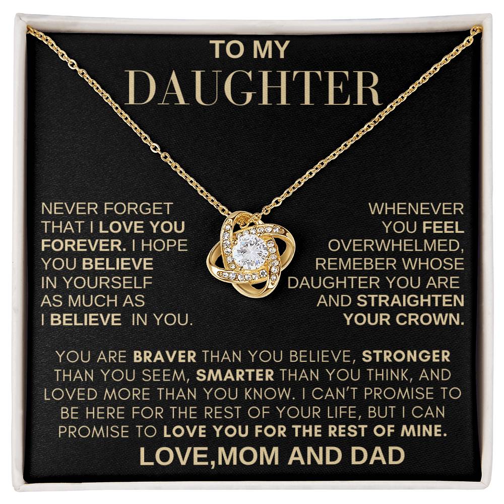 Beautiful Gift for Daughter From MOM AND DAD "Never Forget That I Love You" Necklace