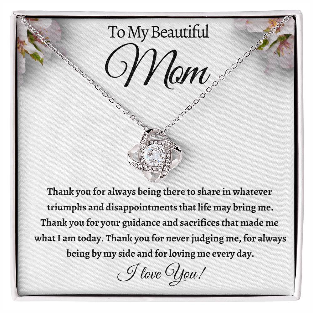 To My beautiful Mom (Love knot) White card