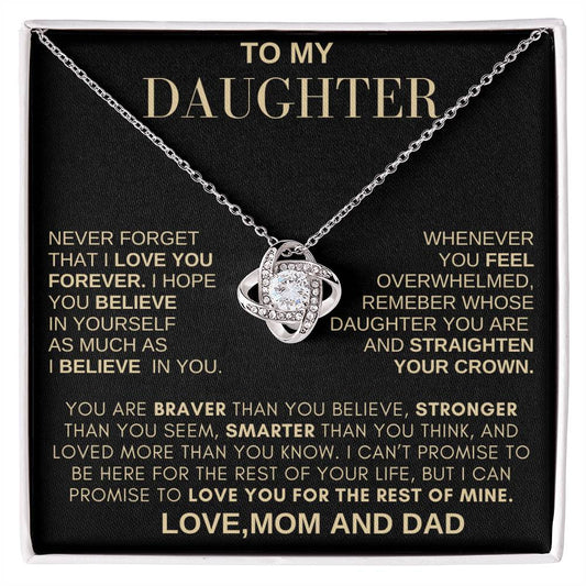 Beautiful Gift for Daughter From MOM AND DAD "Never Forget That I Love You" Necklace