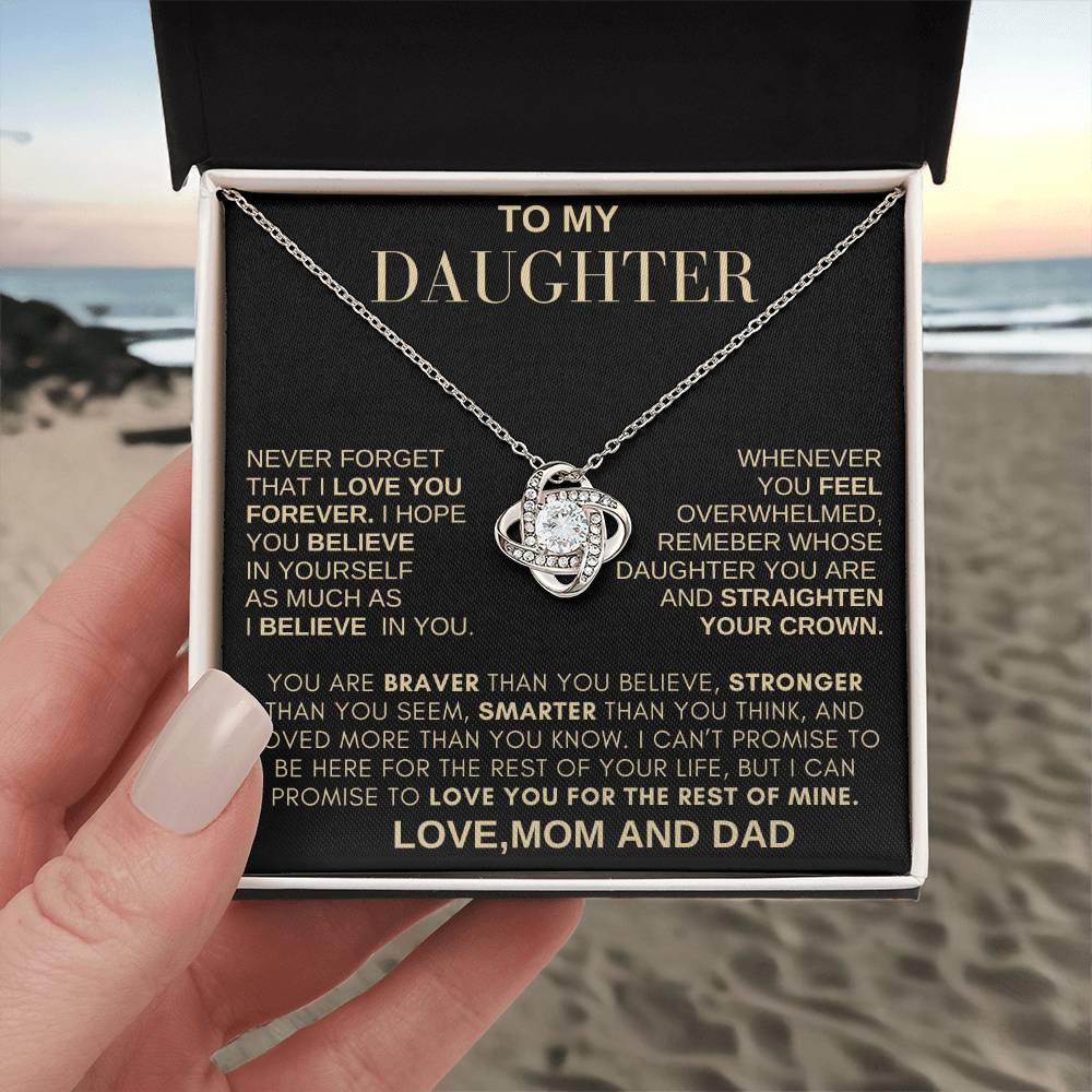 Beautiful Gift for Daughter From MOM AND DAD "Never Forget That I Love You" Necklace