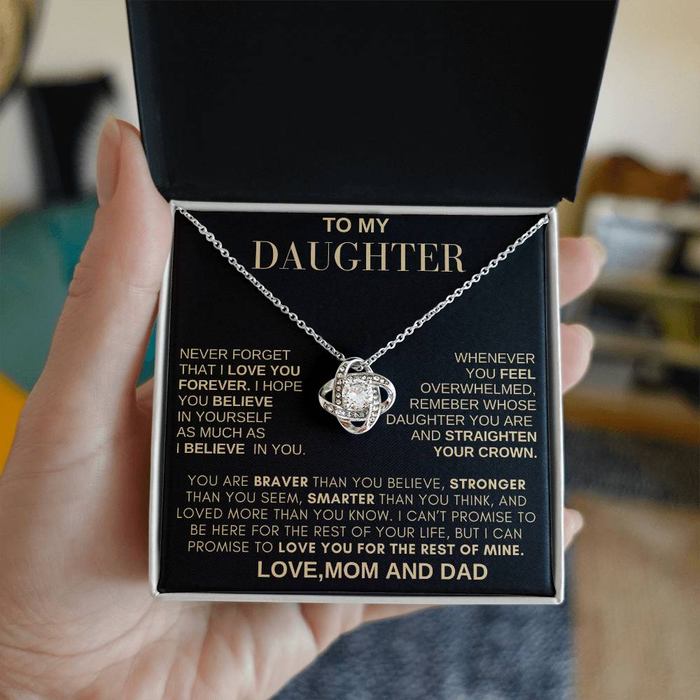 Beautiful Gift for Daughter From MOM AND DAD "Never Forget That I Love You" Necklace