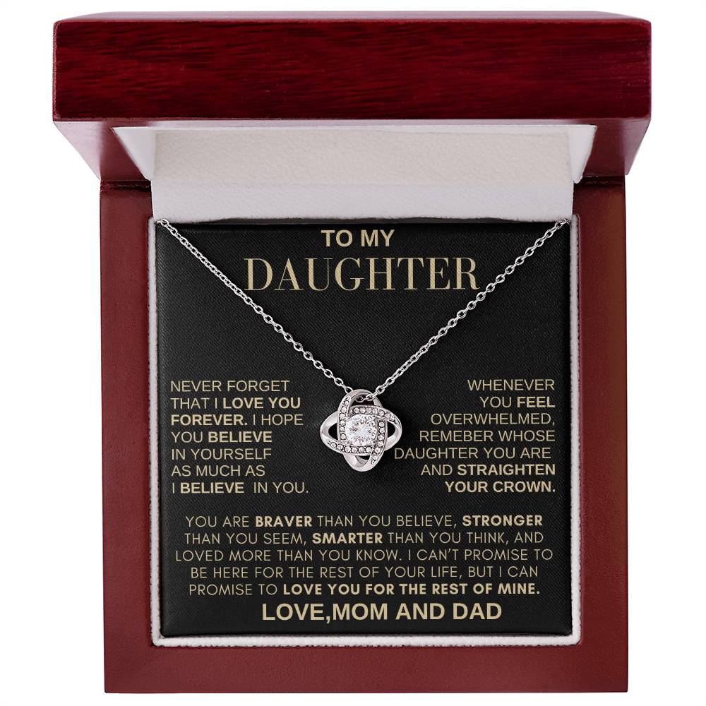 Beautiful Gift for Daughter From MOM AND DAD "Never Forget That I Love You" Necklace